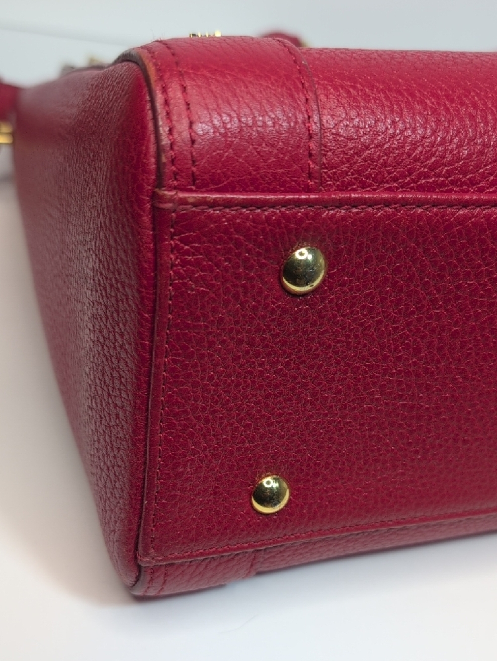 MCM Red Studded Leather Crossbody/ Tote Bag - Picture 8 of 16